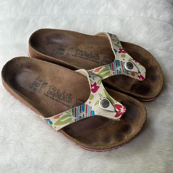 Birkenstock Birki’s Floral Sandals Flops Sz 6 Women - Picture 14 of 15